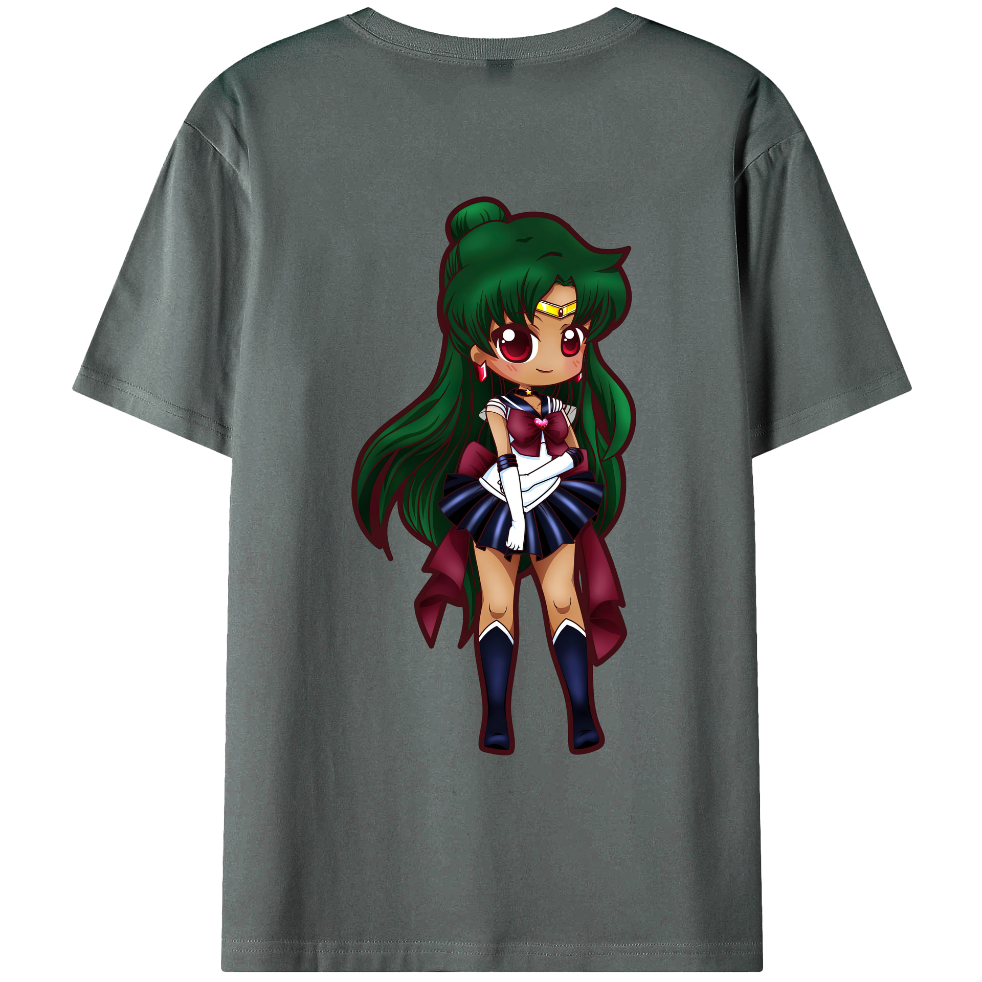 （画像用） 美少女戦士セーラームーン 冥王せつな Sailor Moon Meiou Setsuna 綿100％ メンズ半袖Tシャツ（バックプリント） 通気性